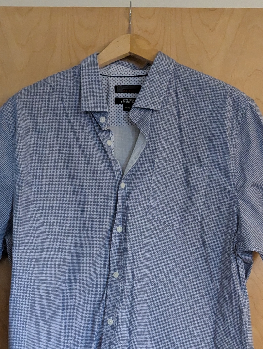 Ike Behar Cotton Stretch Short Sleeve Button Down Dress Shirt Slight Stretch